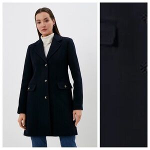 NWT. Mango Navy Blue Wool Blend Flowy Coat. Size XS.